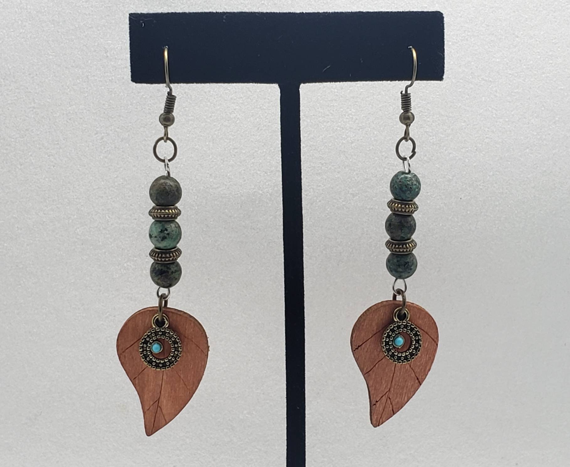 Wood Leaf Earrings 210 Etsy