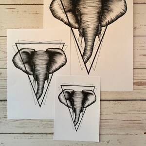 Elephant Gifts UK, Elephant Print A4, Animal Art Print, Mothers Day Gift, Pen Drawing Print, Art Prints UK, Elephant Wall Art, Gifts For Her