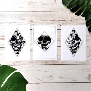 Set of 3 gothic skull print, macabre wall art, Skull art print, set of gothic prints, skull artwork, horror art print, gothic skull wall art