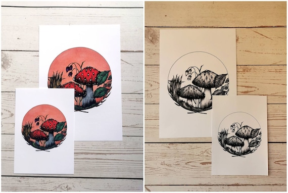 Mushroom Art Print, Fungi Print, Fly Agaric Print, Botanical Art, Woodland Illustration, Cottagecore art, Mushroom Lover Gift, Fungi Artwork