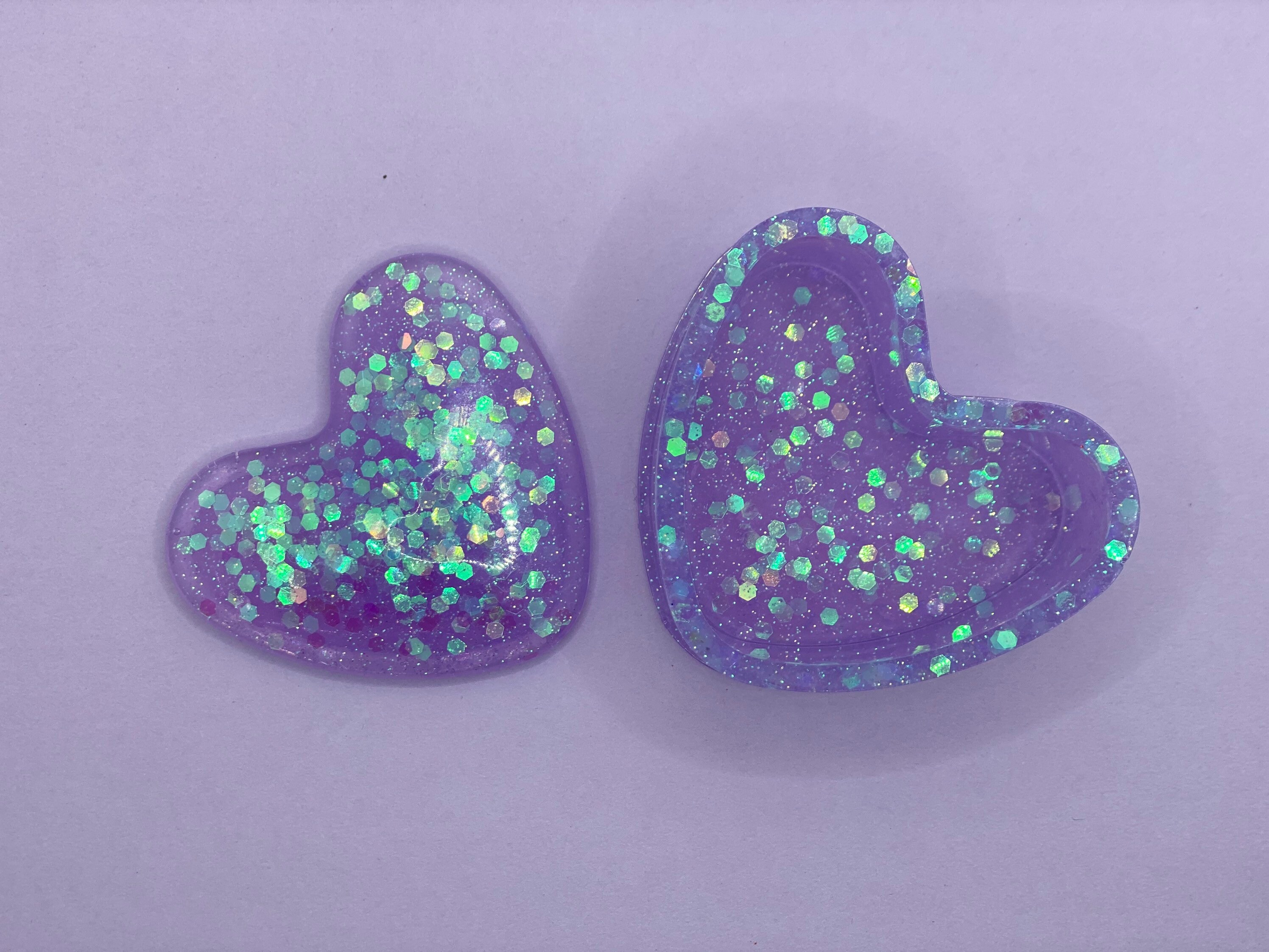 Bathroom Décor Home & Living Heart shaped purple glittery jewelry box