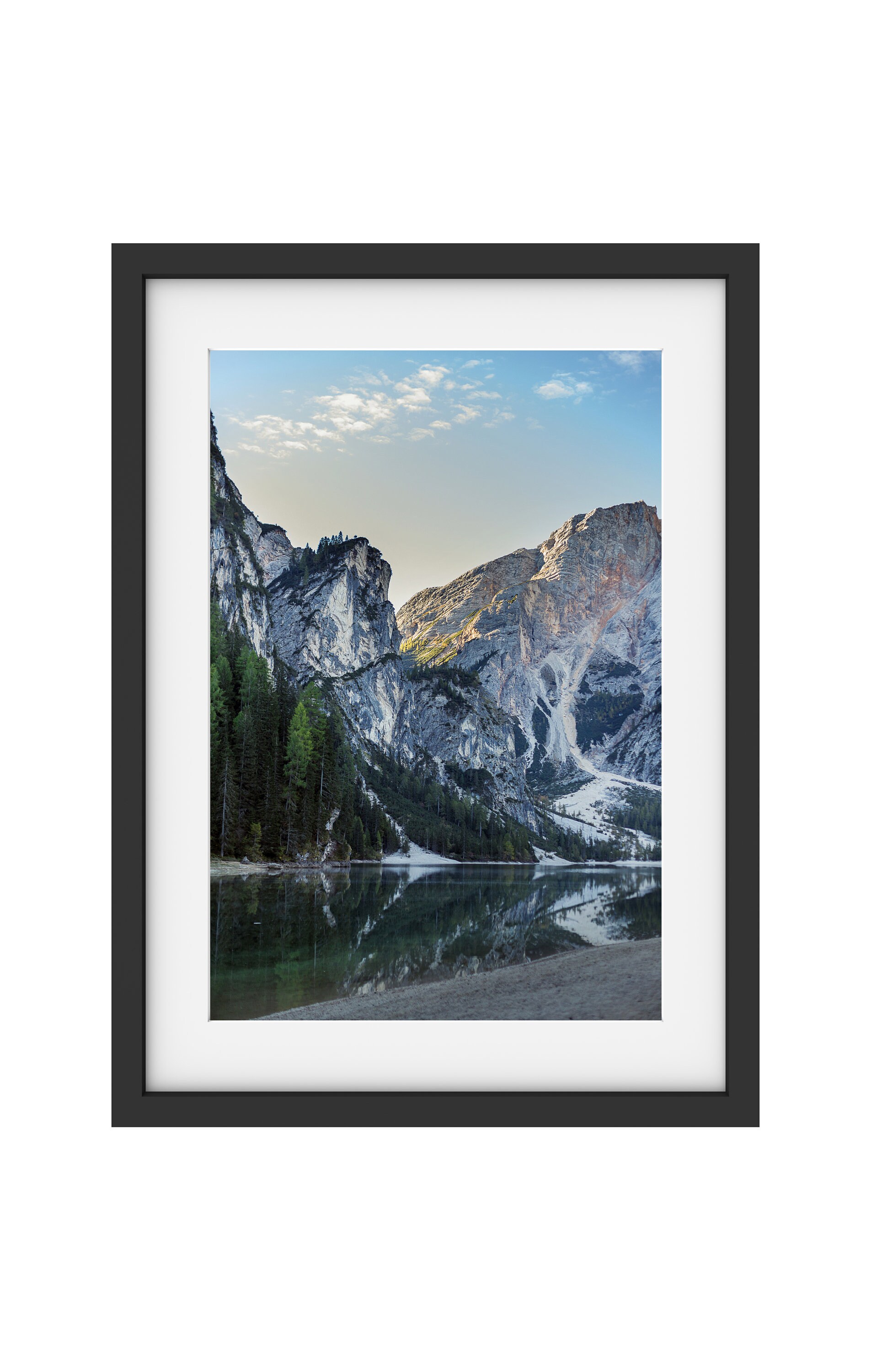 Dolomites Vue Du Lac de Braies, Italie Nord, Lac, Montagne, Tirage Photo, Encadrement Mural, Déco