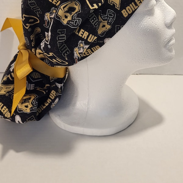 Purdue Boilermakers bouffant ponytail scrub cap