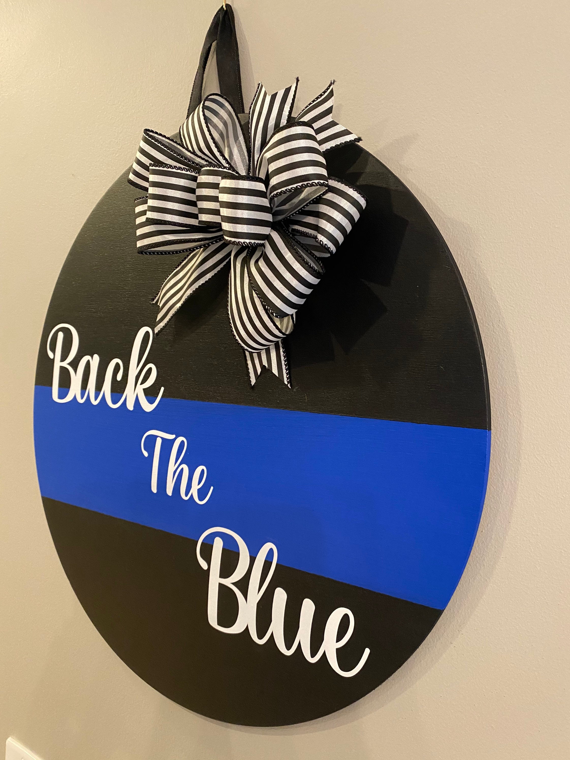 Back the Blue Wood Door Hanger Law Enforcement Support Thin Etsy