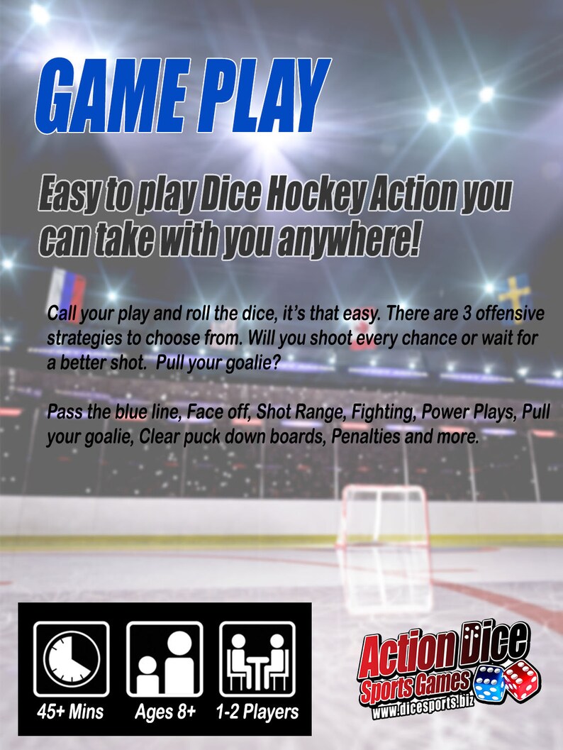 Action Dice Hockey Game Etsy