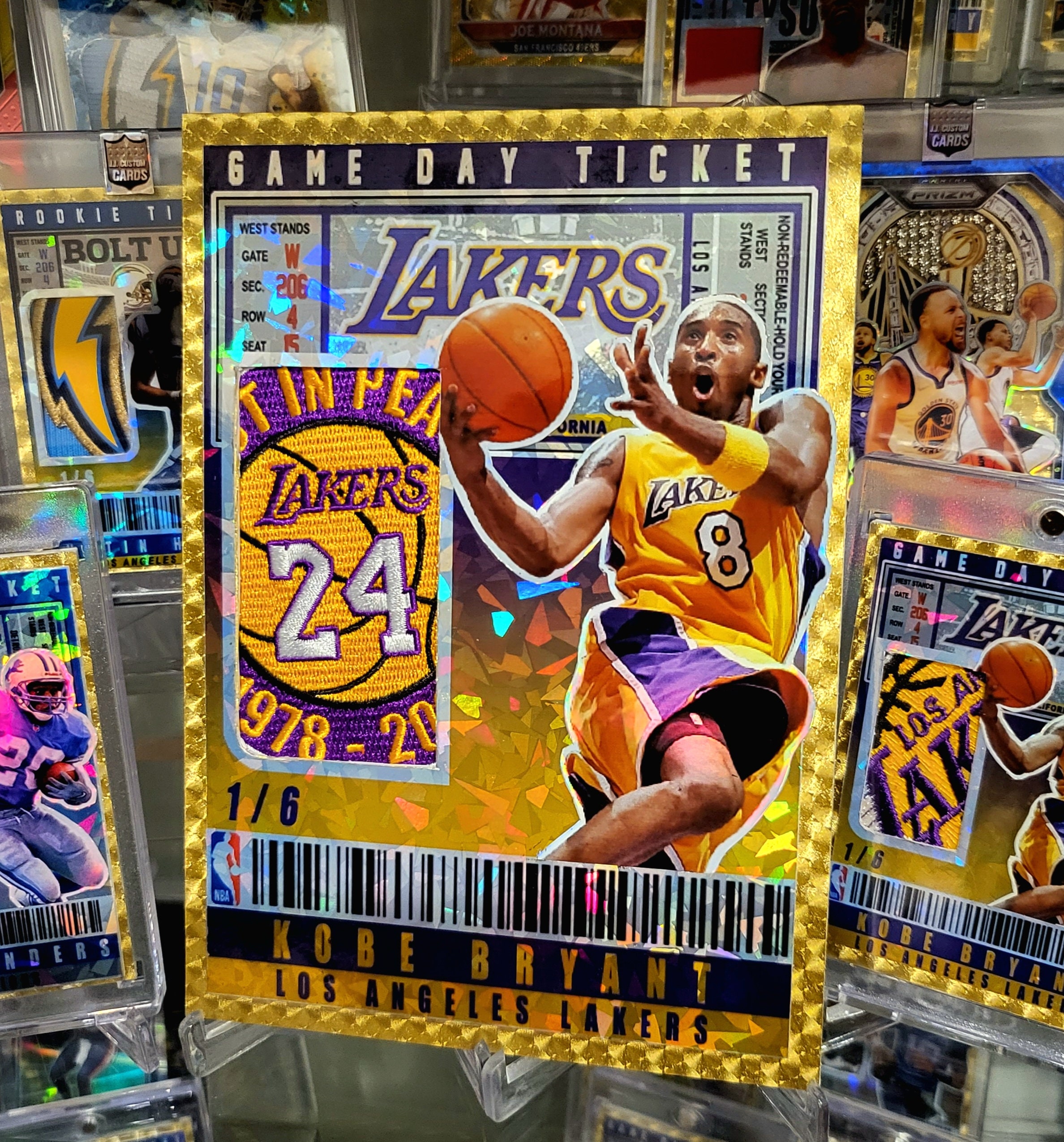Kobe Bryant LA Lakers Patch Gold Cracked Ice Custom Card 