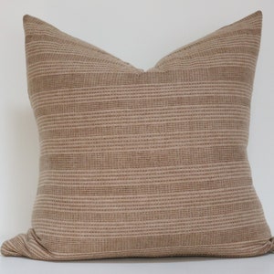 22x22 Tan Brown Stripe Pillow Cover Pillow Case Vintage Textile