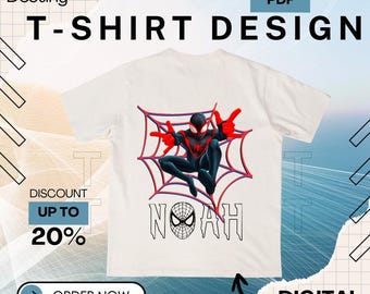 Gepersonaliseerde Miles Morales-verjaardagsshirt – gepersonaliseerd kinder-T-shirt (digitaal afdrukbaar)