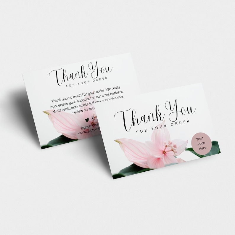 Printable Thank You Business Cards Etsy