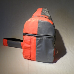 Slingbag - shoulder bag made from recycled high visibility vest