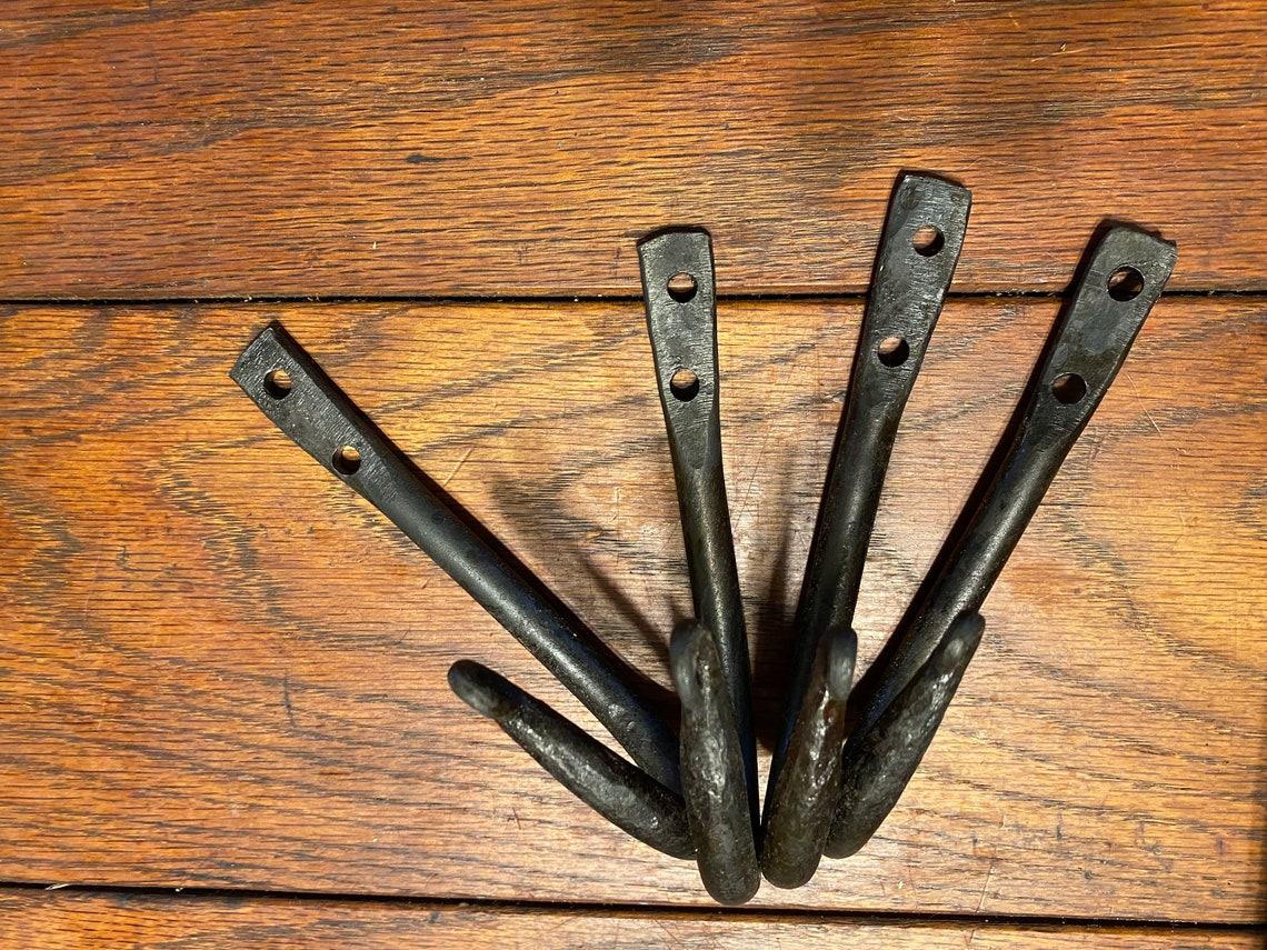 Set of 4 Heavy duty J hooks blacksmith made Etsy