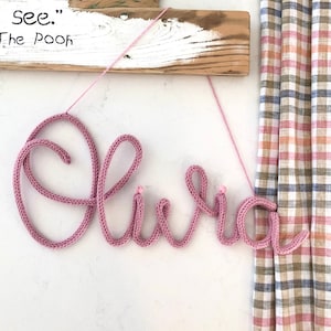 Personalised knitted wire words cord names wall decor wall signs with hanging thread