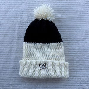 Black and White Goth Girl Beanie, Goth Beanie, Valentine’s Day gift, goth girl valentines gift