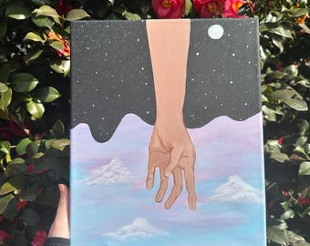 Acrylic Painting Titled : “Not Quite Ready” Celestial Sky Painting Home Wall Decor