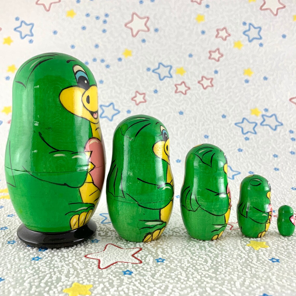 Happy Dino Nesting Dolls Funny Dinosaurs Family Nesting Doll Etsy