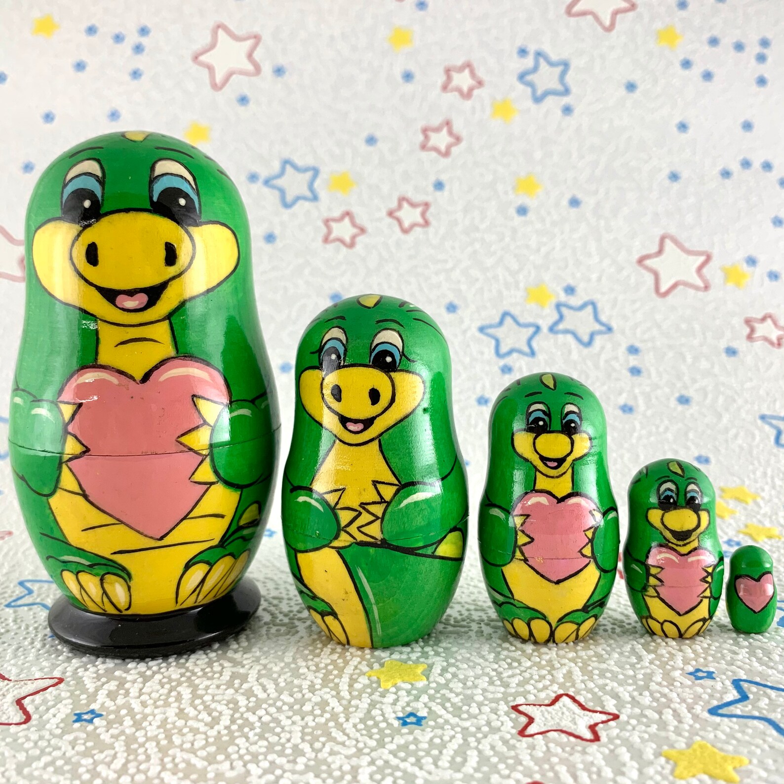 Happy Dino Nesting Dolls Funny Dinosaurs Family Nesting Doll Etsy