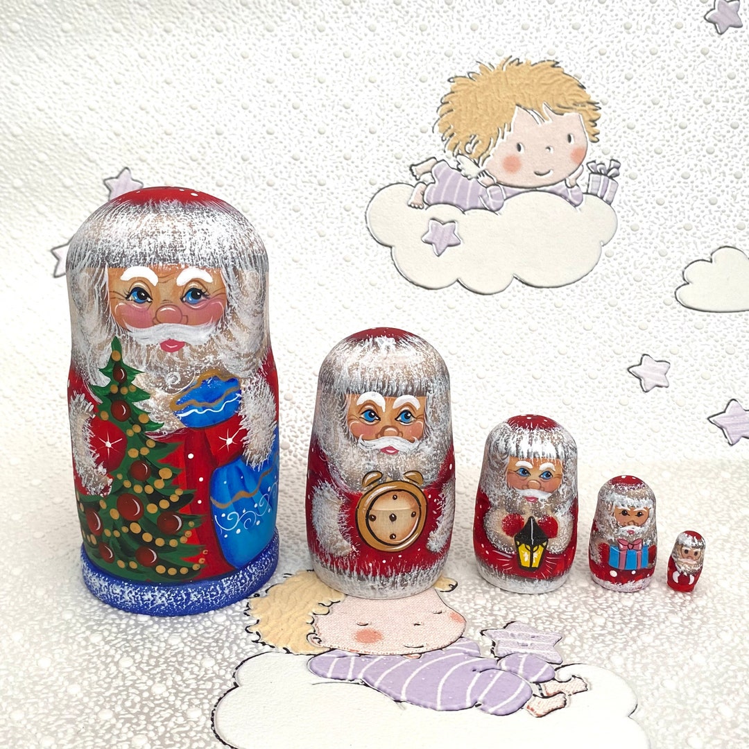 Santa Claus Ded Moroz Father Frost Nesting Doll Matryoshka Etsy