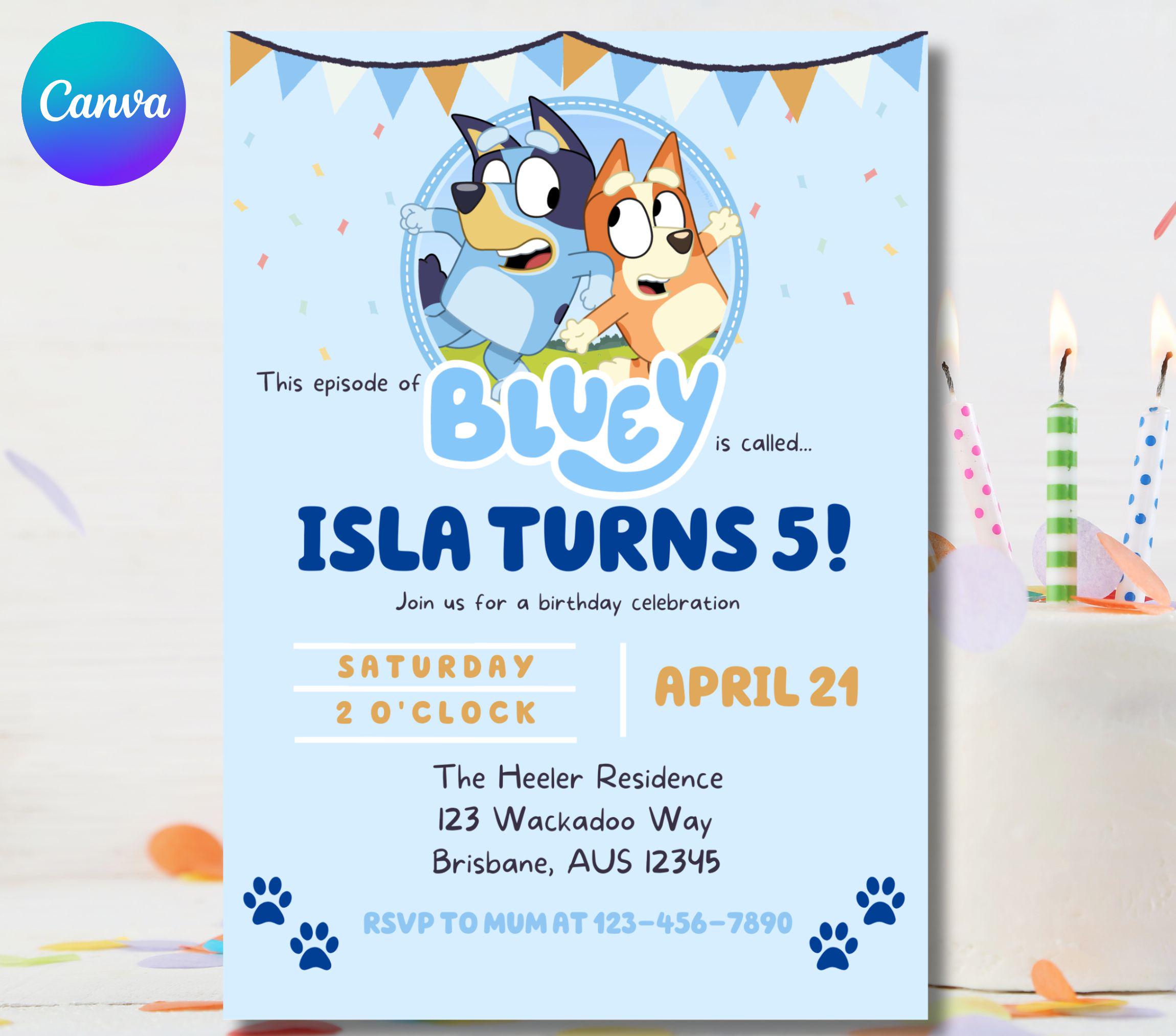 Editable Bluey Invite Template