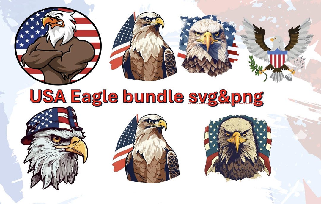 USA Bald Eagle Bundle SVG & PNG | Patriotic American Flag Eagle Designs ...