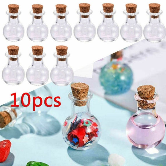 Mini Glass Bottles Charms 7 Pcs Empty Small Cork Diy Tiny Vials