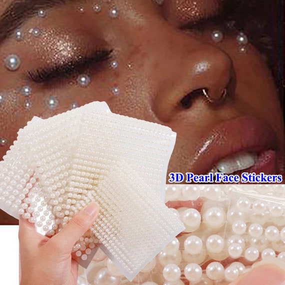 1/2 Sheets Self Adhesive 3D Pearl Stickers for Face Jewels