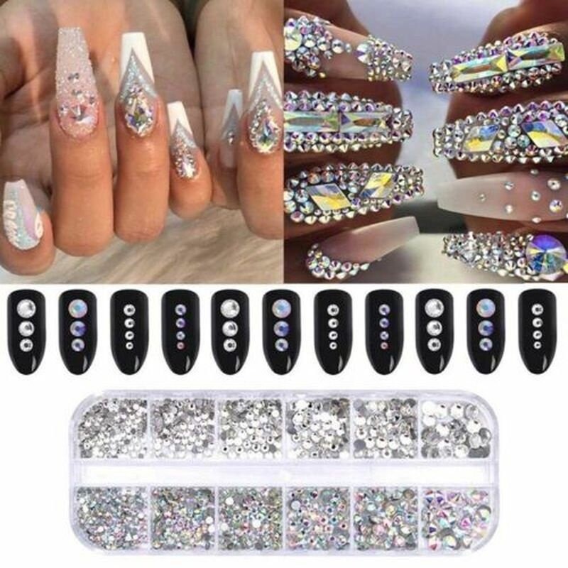 3D Luxury Nail Art Rhinestones and Charms Large Crystals Diamonds Gems  Stones for DIY Nail Art Work Design Decoration Craft Jewelry Making 