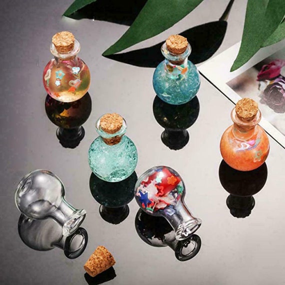 Pequeñas mini botellas de vidrio pequeñas con tapones de corcho, botellas  cuadradas con corcho, frascos de vidrio transparente, botellas pequeñas  para