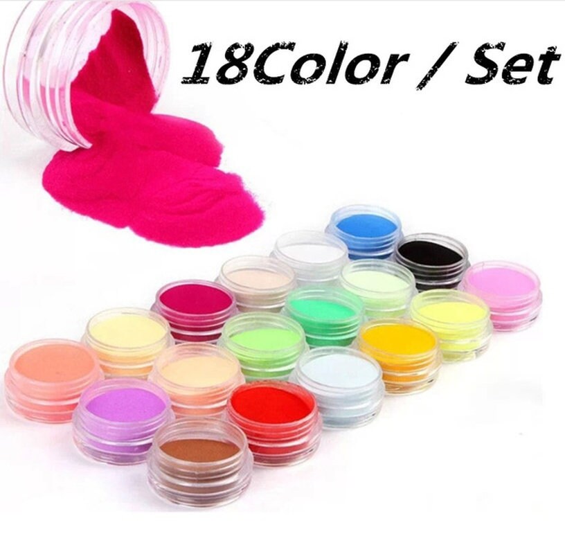 18 Colours Acrylic UV Gel Glitter Dust Powder Set for Nail Art Etsy