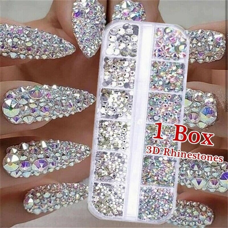 Canvalite 1820Pcs Rhinestones Nail Gems, 12 Styles 3D Glass Crystals N –  canvalite