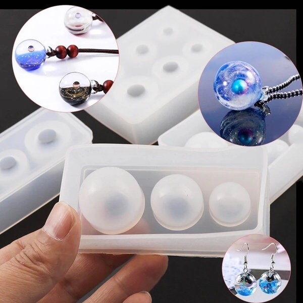 7 PCS 3D Sphere Silicone Resin Molds, AFUNTA Clear Silicone Ball Mold Eggs  Ball Epoxy Resin Molds, Universe Spheroid Pendant Casting Molds for DIY