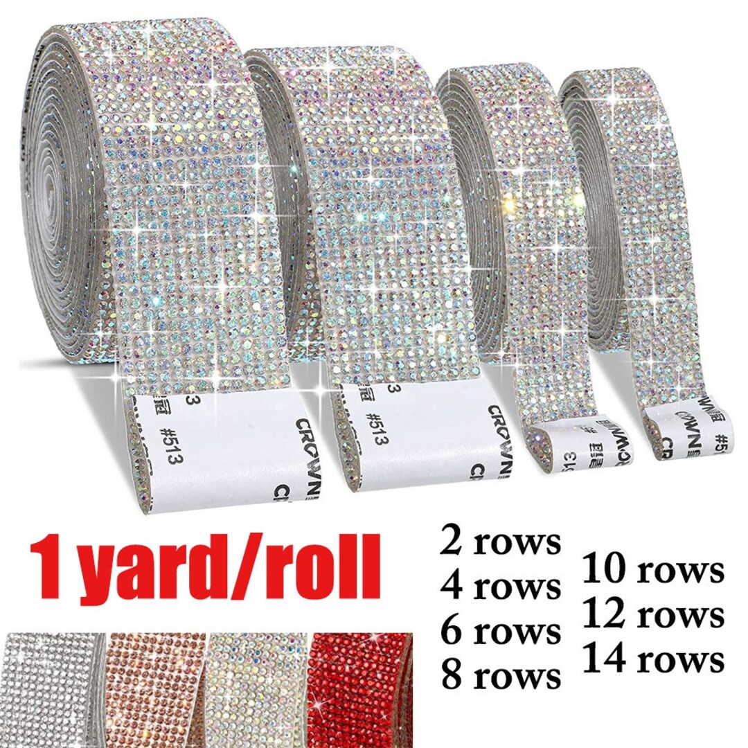 1roll Self-Adhesive Decorative Tape With Rhinestone Shimmer Ribbon Sticker Bling  Tape For DIY Crafts, Jewelry, Phone, Car Decoration