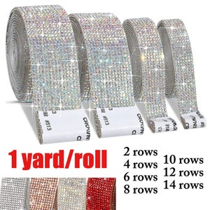 1yard/roll Diamond Ribbon DIY Self-Adhesive Crystal Rhinestone Decoration Sticker Rhinestones for Arts Crafts DIY Car Phone Decoration