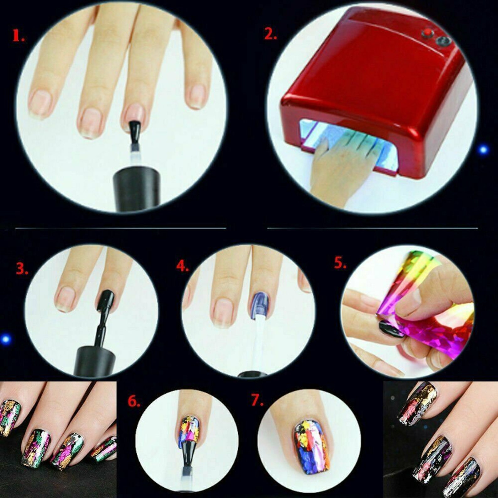 50Pcs DIY Nail Art Transfer Foil Sticker Decal For Nail Tip Etsy