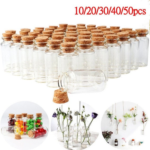 Frascos de cristal vacía de 20pcs 18x40mm. Botellas de vidrio. Mini botellas.  Frascos de vidrio con corcho. Botella pequeña. Tarro de cristal pequeño.  Corcho pequeño. -  México