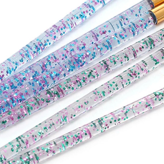 Hxroolrp Nail Art Brush Set Thin Rod Manicure Pen Pull Line Pen Flower Pen Transparent Rod Single Head Three Pull Line Pens Nail Polish Painting Nail Design