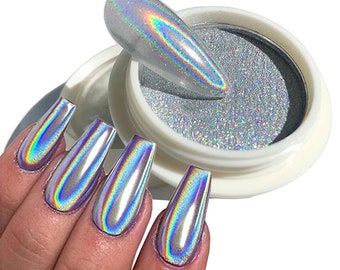 Holographic Nail Powder Chrome Laser Mirror Glitter Design Nail Art Pigment Rub Dust Flakes Decorations Brush Manicure