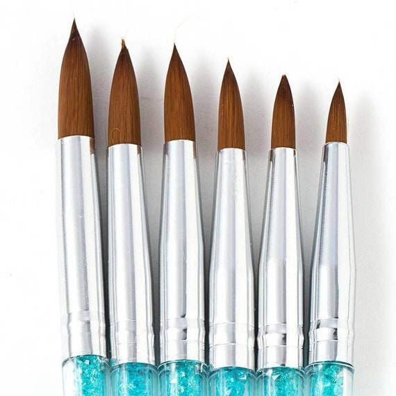 Kolinsky Acrylic Nail Brush With Cap Rainbow Crystal Handle Multi-color