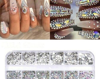 Nail Crystals Rhinestones Nail Art Rhinestones Gems with Diamond for Nails  Eye Makeup Decoration - style 4