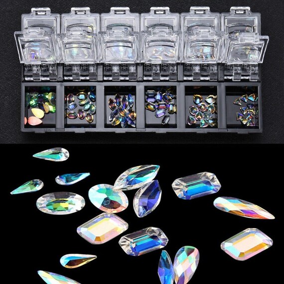 12grid/case Nail Rhinestone AB Crystal Rhinestone Diamond Gem 3D