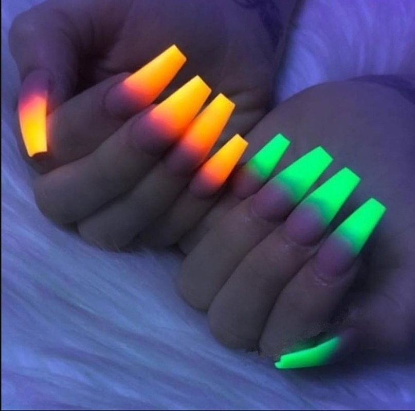 2 Pots Phosphor Nail Glow in the Dark Neon Powder Luminous Pigment  Fluorescent