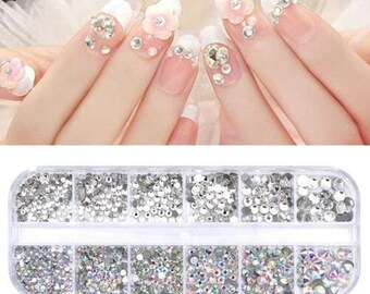 12Box/Set AB Crystal Rhinestone Diamond Gems 3D Glitter Nail Art Decoration  DIY✓