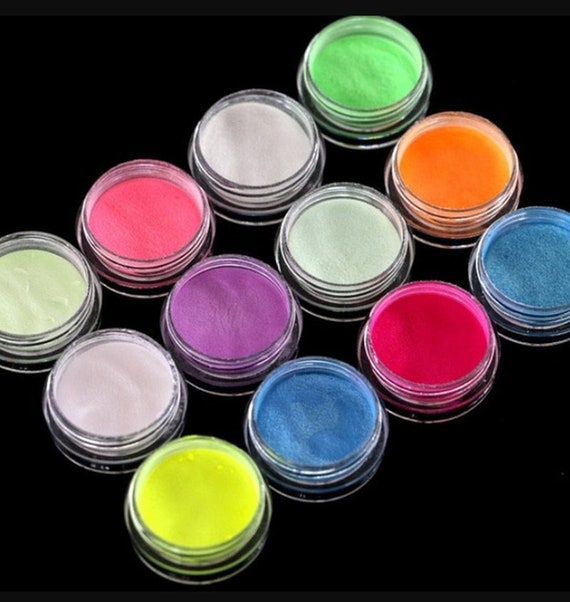 Neon Phosphor Pigment Powder Set Fluorescent Nail Glitter Eye Powder  Manicure Decoration Nail Art Dust Pigment Paillettes (C)