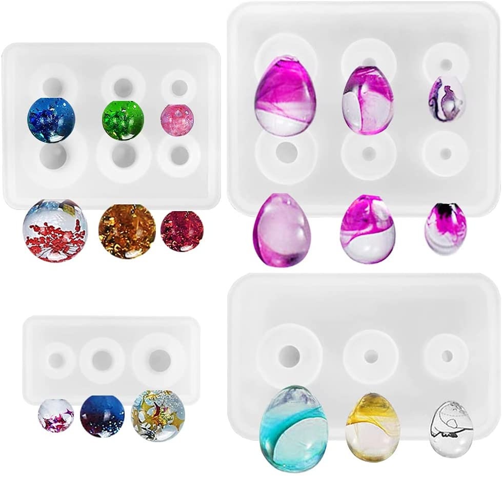 DM275 Round Beads Jewelry Resin Silikonform Crystal Sphere Ball Epoxy  Casting Mold DIY Pendant Necklace Mold Making Craft