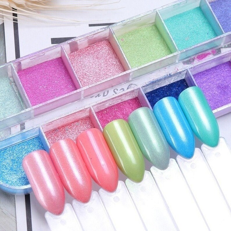 12 Colors Chrome Mirror Effect Nail Powder Pigment Glitter Etsy