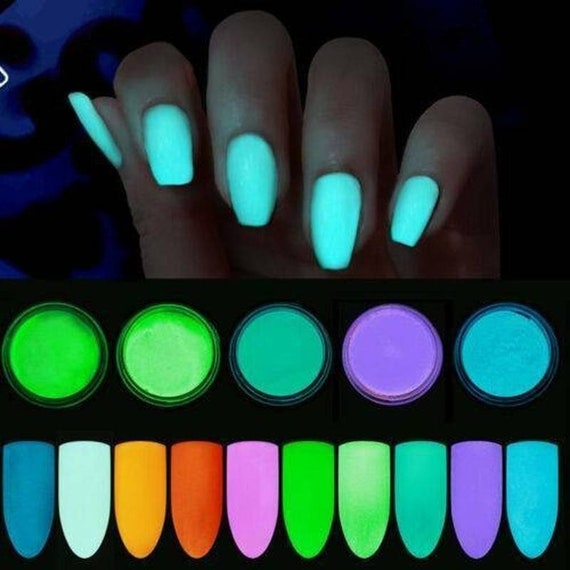 Luminous Nail Glitter Powder, Glow in The Dark Nail Art Sequins Design,  Holographic Night Fluorescent Nail Pigment Supplies for Women Girls  Manicure