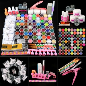 78 Acrylic Powder&Liquid Glitters Set Nail Art Set UV Gel Brushes Tools Kit DIY