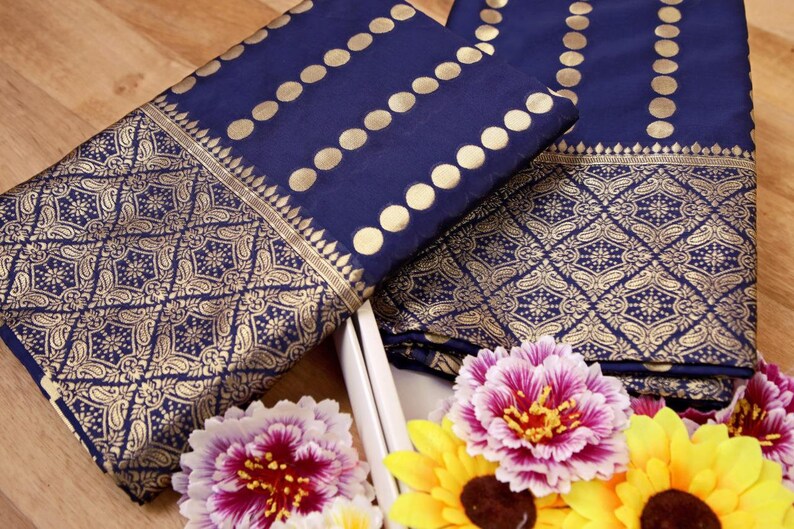 royal blue color saree fornice color combination weeding wear saree with red color blouse Piece saree..