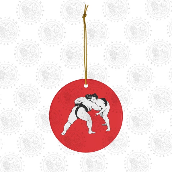 Sumo Wrestling Kimarite Ceramic Ornament