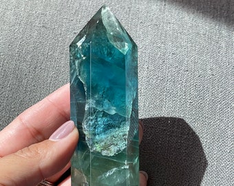 Aqua Blue and Green Fluorite Crystal Cluster BF1