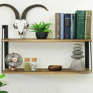 Estantes flotantes de madera de 2 niveles Estante montado en | Etsy